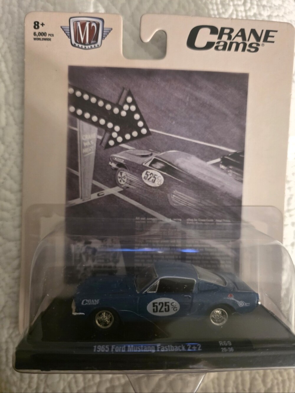 M2 Machines Crane Cams 1965 Ford Mustang Fastback Z-2 - Blue